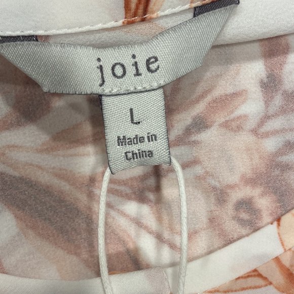 NWT JOIE "JEANEE" Floral-Print 3/4-Sleeve Dress in Porcelain - Size Large - Picture 8 of 13